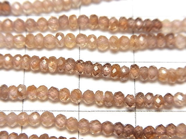 High Quality! Natural Brown Zircon AAA- Faceted Button Rondelle half or 1strand beads (aprx.13inch/32cm)