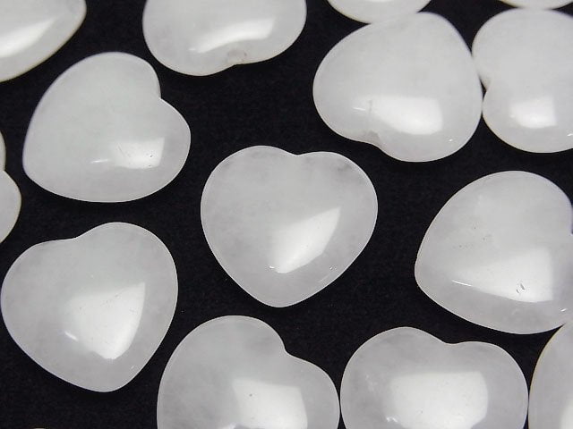 White Jade Half Drilled Hole Heart 14.5x15x4.5mm 2pcs
