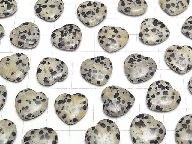 Dalmatiner-Jaspis Halb Durchbohrtes Loch Herz 15x15x4.5mm 2Stücke