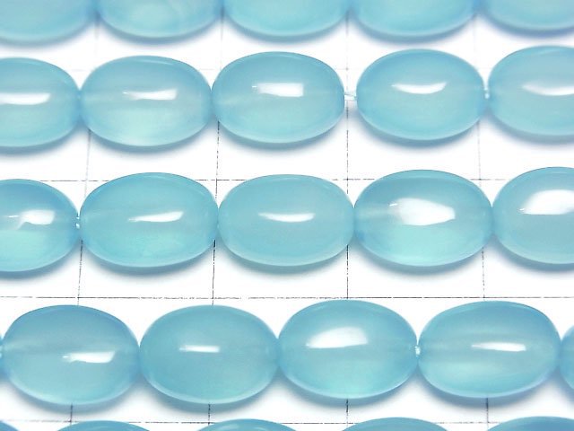 Sea Blue Chalcedony AAA Oval 10x7mm half or 1strand beads (aprx.15inch/38cm)