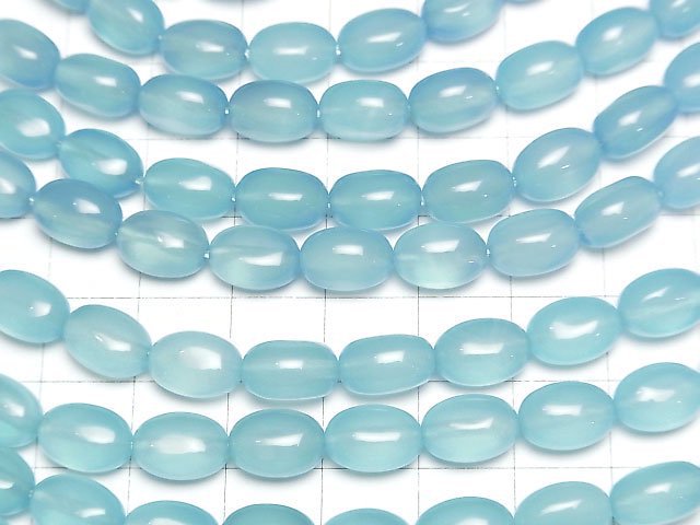 Meeresblauer Chalcedon AAA oval 10x7mm halb oder 1 Strang Perlen (ca. 15 Zoll/38 cm)