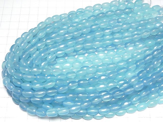 Meeresblauer Chalcedon AAA oval 10x7mm halb oder 1 Strang Perlen (ca. 15 Zoll/38 cm)