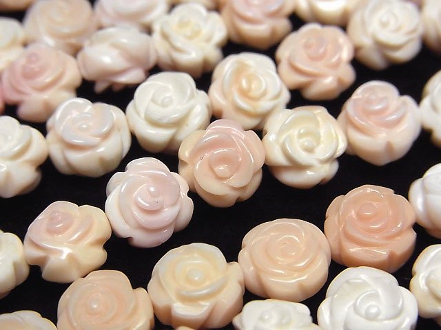 Queen Conch Shell AAA Rose Carving (Both Side Finish) 8mm 1/4 or 1strand beads (aprx.15inch/38cm)