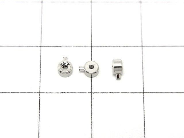 925 純銀微型壓接珠,鍍銠,2顆