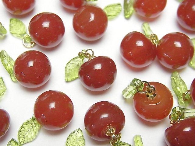 Breloque Pomme en Agate Rouge 3 pièces