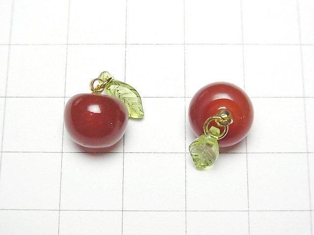 Breloque Pomme en Agate Rouge 3 pièces