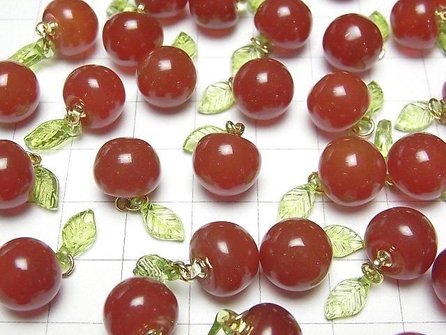 Breloque Pomme en Agate Rouge 3 pièces