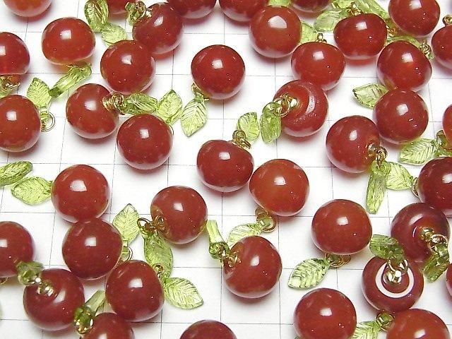 Breloque Pomme en Agate Rouge 3 pièces