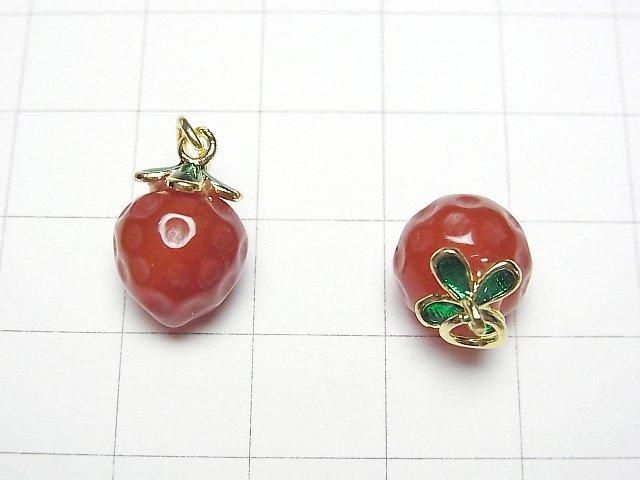 紅瑪瑙草莓吊飾 3入