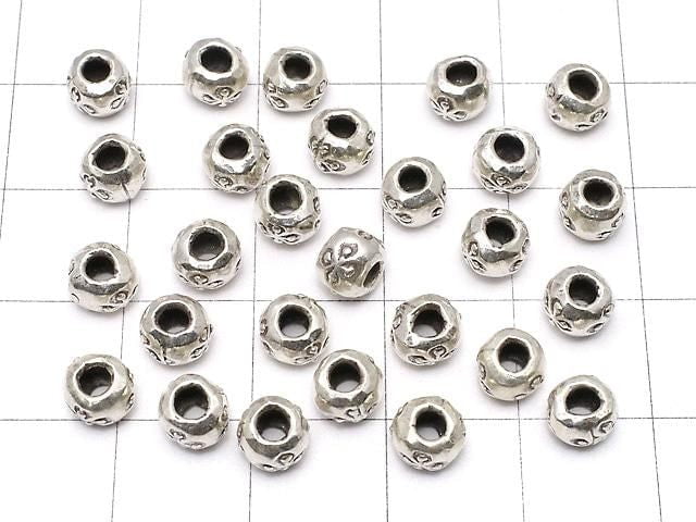 Karen Silver Flower Pattern Rondelle 5.5x5.5x4.5mm 3pcs