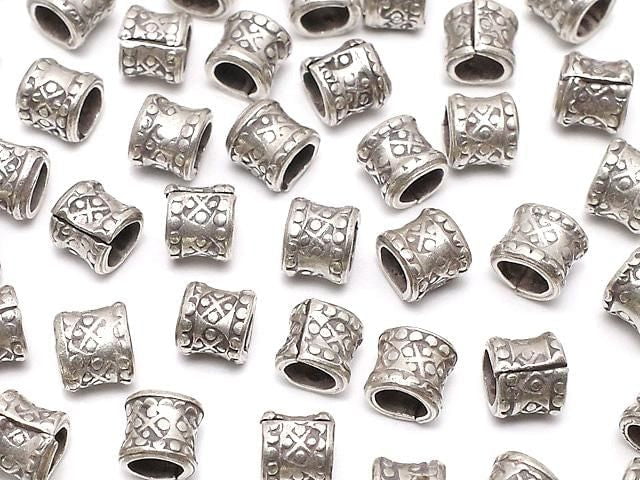 Karen Silver Flower Pattern Rondelle 4.5x4.5x4mm 2pcs