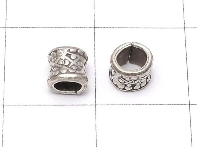 Karen Silver Flower Pattern Rondelle 4.5x4.5x4mm 2pcs