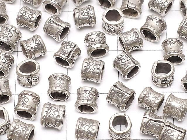 Karen Silver Flower Pattern Rondelle 4.5x4.5x4mm 2pcs