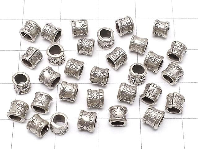Karen Silver Flower Pattern Rondelle 4.5x4.5x4mm 2pcs