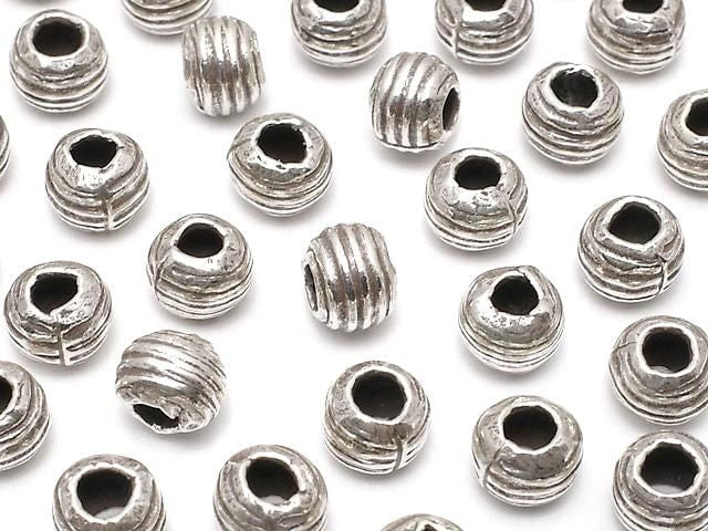 Karen Silver Line Carved Rondelle 6x6x4.5mm 2pcs
