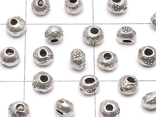 Karen Silver Flower Pattern Rondelle 3x3x2mm 10pcs