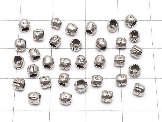 Rondelles Karen argentées à motifs 3x3x3mm 5 pièces