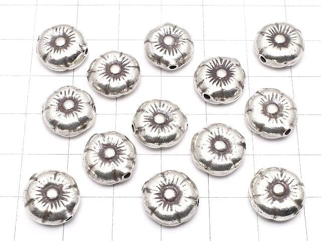 Karen Silver Flower Motif Bead 12x12x5mm 1pc