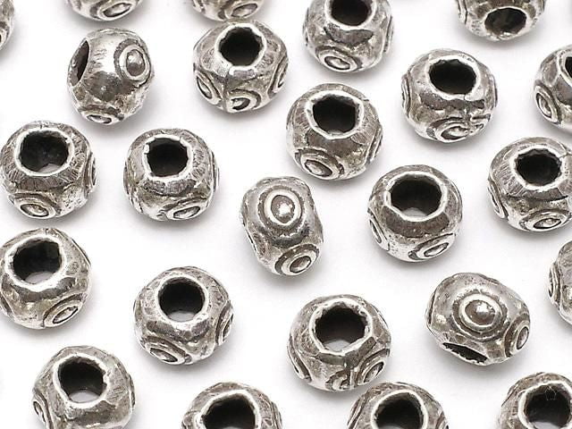 Karen Silver Patterned Rondelle 6x6x4.5mm 2pcs