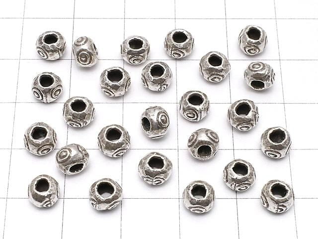Karen Silver Patterned Rondelle 6x6x4.5mm 2pcs