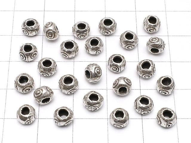泰國純銀雕花扁珠 6x6x4.5mm 2入