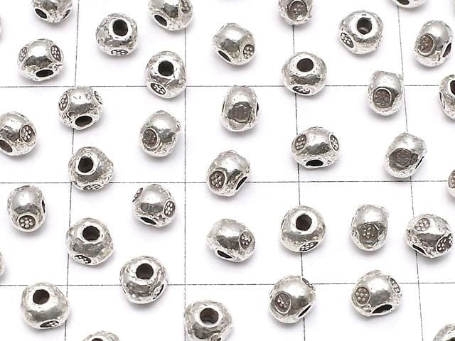 Karen Silver Flower Pattern Rondelle 4x4x3.5mm 3pcs