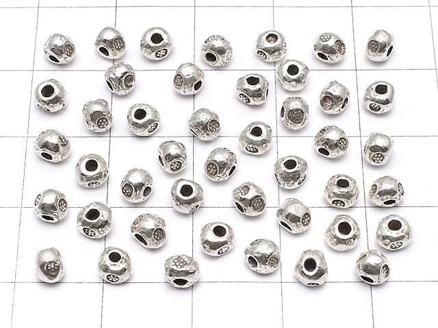 Karen Silver Flower Pattern Rondelle 4x4x3.5mm 3pcs