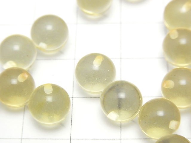 Yellow color Amber Half Drilled Hole Round 9mm 6pcs