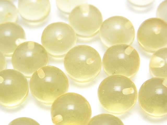 Yellow color Amber Half Drilled Hole Round 10mm 4pcs