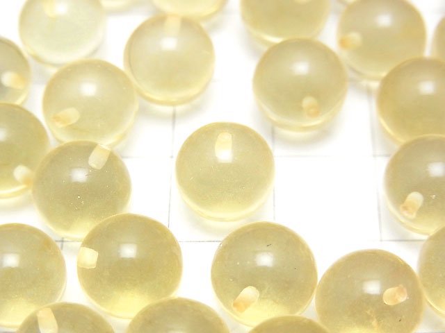 Yellow color Amber Half Drilled Hole Round 10mm 4pcs