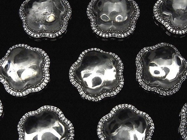 Crystal AAA- CZ Bezel Setting Flower Motif Through Type 20mm 1pc