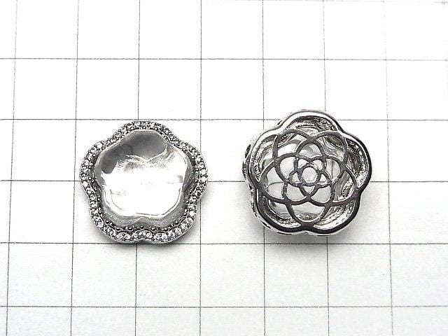Crystal AAA- CZ Bezel Setting Flower Motif Through Type 20mm 1pc