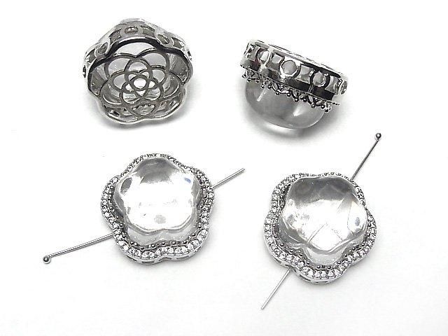 Kristall AAA- CZ Fassung Blütenmotiv Durchgangsart 20mm 1 Stück