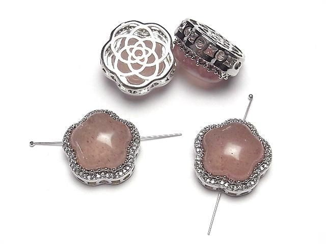 Rosa Epidot AAA CZ Fassung Blütenmotiv Durchgangsart 20mm 1 Stück