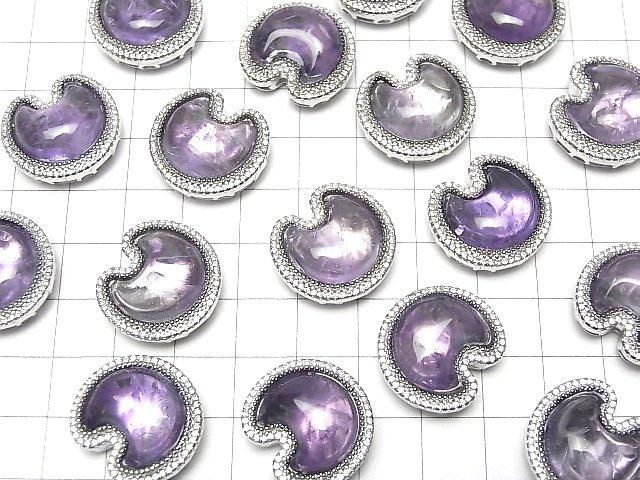 Amethyst AAA- CZ Fassung Mondmotiv Durch Typ 21x19mm 1Stück