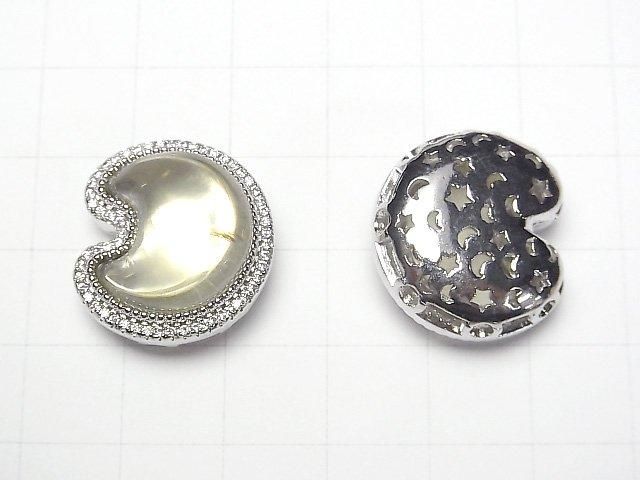 Lemon Quartz AAA- CZ Bezel Setting Moon Motif Through Type 21x19mm 1pc