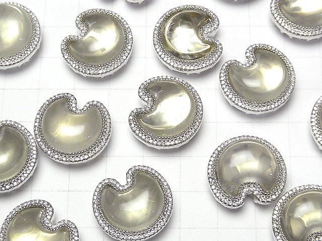 Lemon Quartz AAA- CZ Bezel Setting Moon Motif Through Type 21x19mm 1pc