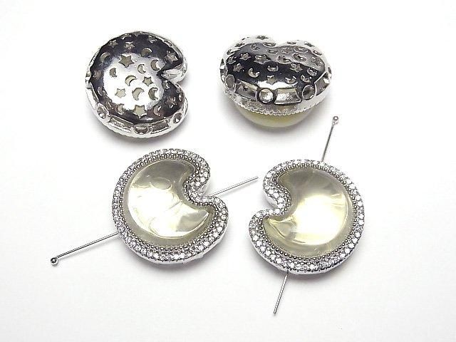 Lemon Quartz AAA- CZ Bezel Setting Moon Motif Through Type 21x19mm 1pc