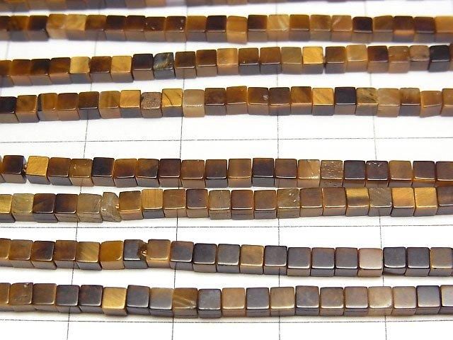 Yellow Tiger's Eye AA++ Cube 2x2x2mm 1strand beads (aprx.15inch/37cm)
