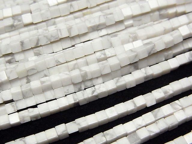 Howlite Magnesite Cube 2x2x2mm 1strand beads (aprx.15inch/37cm)