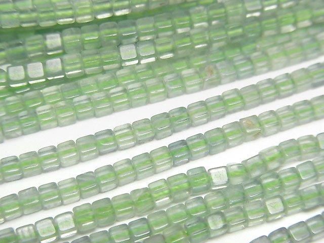 Green Fluorite AA++ Cube 2x2x2mm 1strand beads (aprx.15inch/37cm)