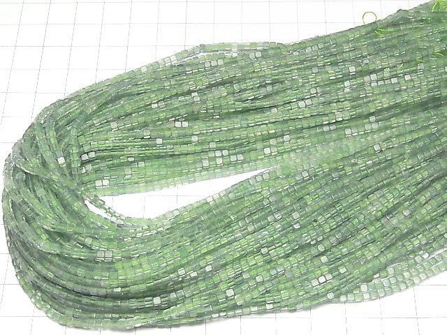 Green Fluorite AA++ Cube 2x2x2mm 1strand beads (aprx.15inch/37cm)