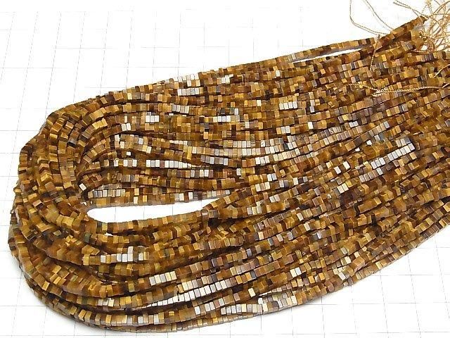 Gelbes Tigerauge AA++ Quadratische Rondelle (Scheibe) 2,5x2,5x1,5mm 1Strang Perlen (ca. 15Zoll/37cm)