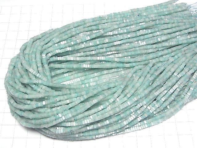 Amazonit AA Quadratische Rondelle (Scheibe) 2,5x2,5x1,5mm 1Strang Perlen (ca. 15Zoll/37cm)