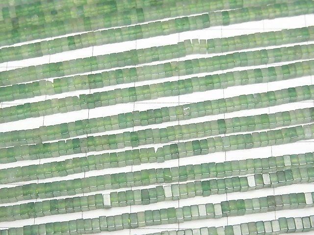 Grüner Fluorit AA++ quadratische Rondelle (Scheibe) 2.5x2.5x1.5mm 1Strang-Perlen (ca. 15 Zoll/37 cm)