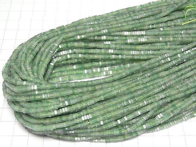 Grüner Fluorit AA++ quadratische Rondelle (Scheibe) 2.5x2.5x1.5mm 1Strang-Perlen (ca. 15 Zoll/37 cm)