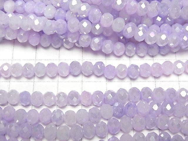Glasperlen Facettierte Knopf-Rondelle 6x6x4.5mm Lavendel AB 1 Strang Perlen (ca. 15 Zoll/38 cm)
