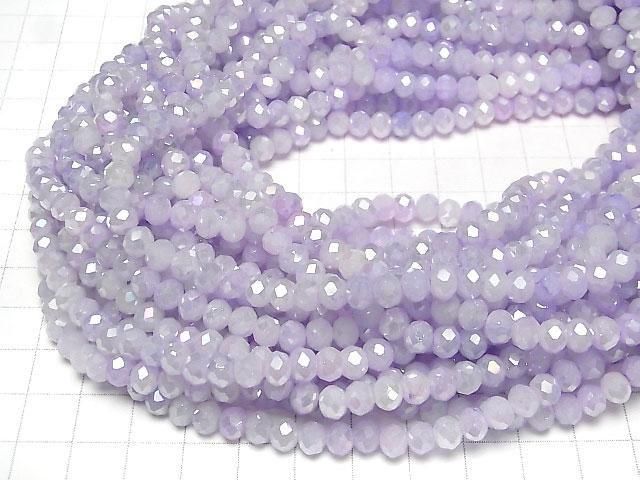 Glasperlen Facettierte Knopf-Rondelle 6x6x4.5mm Lavendel AB 1 Strang Perlen (ca. 15 Zoll/38 cm)