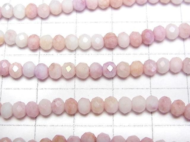 Glasperlen Facettierte Knopf-Rondelle 4x4x3mm Pink x Weiß AB 1 Strang Perlen (ca. 16 Zoll/40 cm)