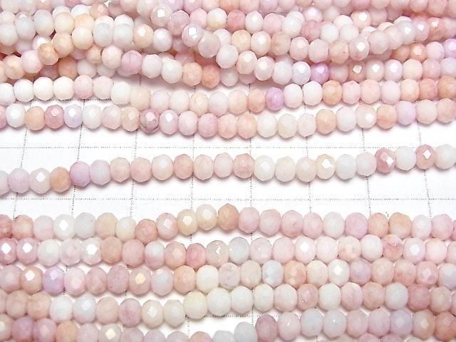 Glasperlen Facettierte Knopf-Rondelle 4x4x3mm Pink x Weiß AB 1 Strang Perlen (ca. 16 Zoll/40 cm)